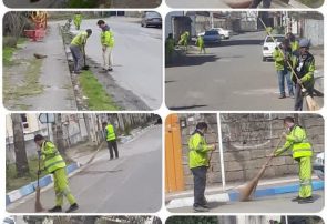 نظافت دستجمعی خیابان های سطح شهر توسط نیروهای شهرداری سیاهکل