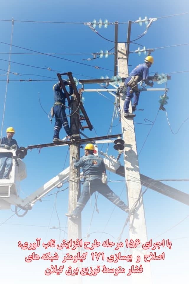 اصلاح و بهسازی ۱۷۱ کیلومتر شبکه‌های فشار متوسط توزیع برق گیلان